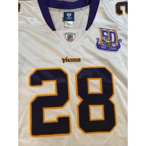 Minnesota Vikings 50th Peterson #28 Reebok Football Jersey Men's 56 White Stitch - Picture 2 of 7